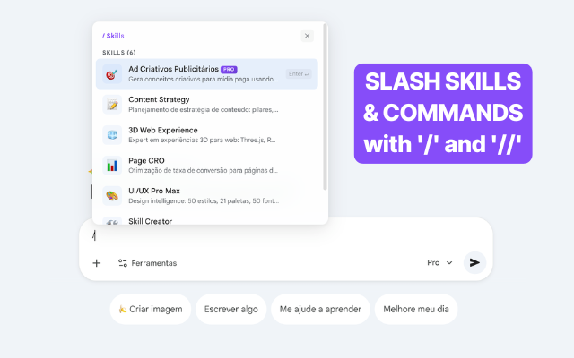 ESC Gemini — Slash Commands e Skills