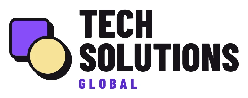 Logotipo da empresa fictícia TechSolutions Global.