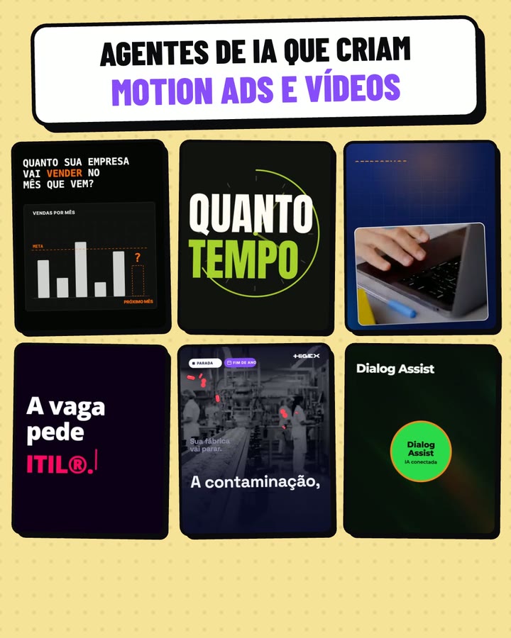 Agentes de IA que criam motion ads e vídeos: seis exemplos de anúncios
