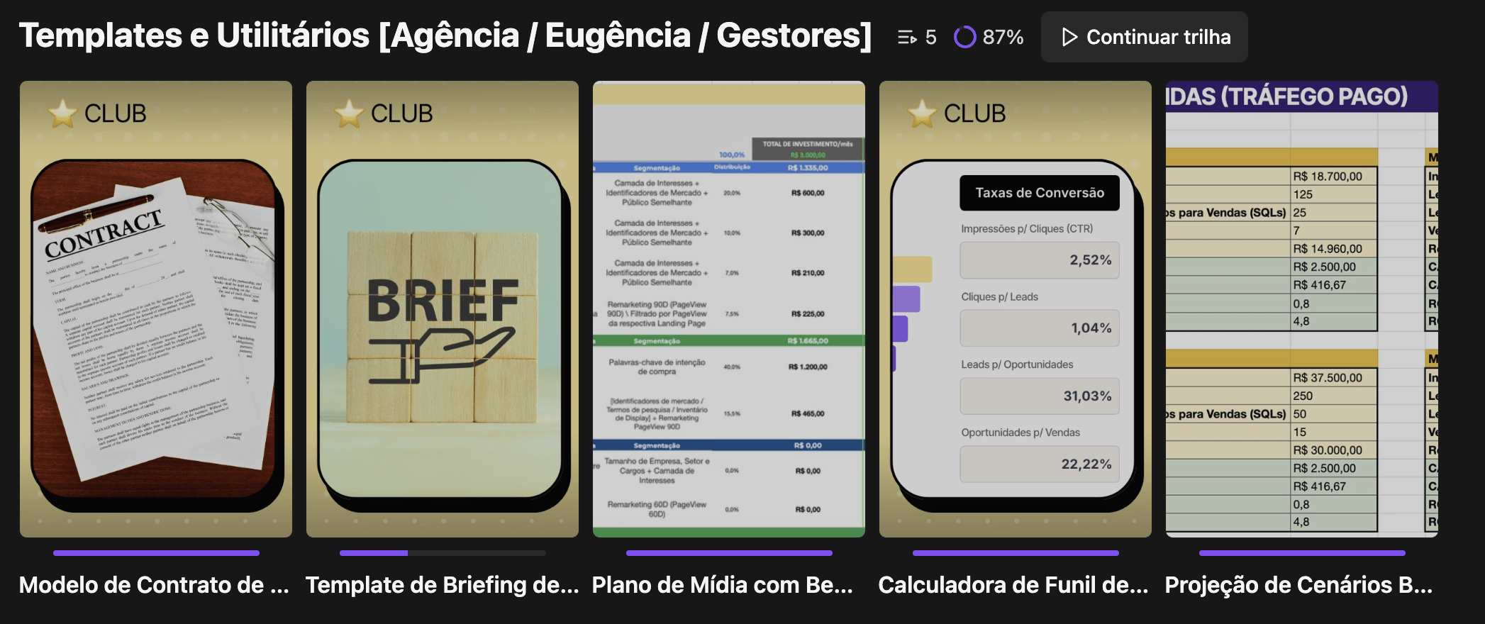 Área de membros do ESC com templates e utilitários