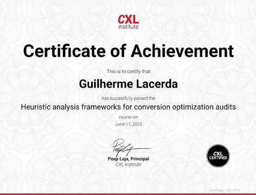 Certificado CXL Heuristic Analysis Frameworks