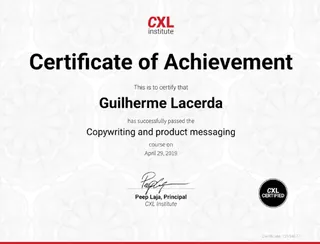 Certificado de conclusão CXL